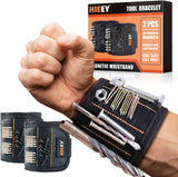 HIEEY 2 Pack Magnetic Screw Holder Wristband – Safer DIY Tool for One-Handed Repairs on Ladders, Prevents Dropped Fasteners and Awkward Reaching