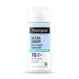 Neutrogena Ultra Sheer Liquid Mineral Sunscreen for Face – Water-Resistant SPF 70 for Hiking, Running, and Beach Days