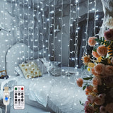 LuminHaus Curtain Fairy Lights 6.6x6.6ft 200 LED Pink 8 Modes USB Powered Birthday Gift for Women and Teen Girls Bedroom Decor