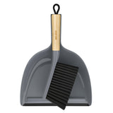 MR.SIGA Bamboo Dustpan and Brush Set – Aesthetic Handheld Sweeper Matching Modern Bedroom and Bathroom Decor
