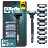 Gillette Mach3 Sensitive Razor – Calming Daily Shave Ritual for Men, 10 Lubricated 3-Blade Refills