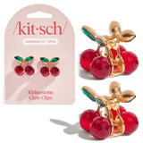 Kitsch Cherry Mini Hair Clips – Safe and Gentle Hair Accessories for Kids' Rooms, Rhinestone Clips for Thin Hair