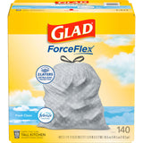 Glad ForceFlex 13 Gallon Tall Kitchen Trash Bags – Subtle Febreze Fresh Clean Scent for Scent-Sensitive Homes, 140 Count