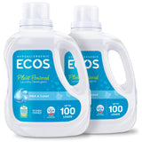ECOS Plant-Powered Laundry Detergent – Lavender Scented Wash for Calming Nightly Bed Linen Ritual, 50 Fl Oz Pack of 2