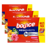 Bounce Mega Dryer Sheets Paradise Blossom 180 Count Single Pack Softener for Clutter Free Laundry Room Storage