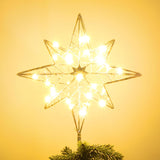 hogardeck Artisan Inspired Gold Snowflake Tree Topper – Premium Holiday Centerpiece with Steel Wire Frame and LED Brilliance