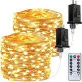 LumiWeave Flameless LED Fairy Lights Plug in – No Heat No Fire Copper Wire String Lights with Auto Timer for Bedroom Pet Home and Senior Living