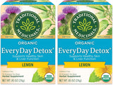 Traditional Medicinals Organic Everyday Detox Lemon Tea – Thoughtful Holiday Gift for Her with Skin-Loving Botanicals, 16 Bags