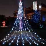 WBao Outdoor Christmas Star Lights 11.9ft Waterfall, Weatherproof 344 LED Holiday Display with 8 Modes and Timer for Front Yard, Driveway, and Garden Fence