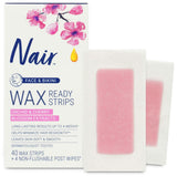 Nair Hair Remover Wax Ready Strips – Orchid & Cherry Blossom Facial Care Ritual, 40 Count