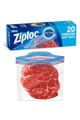 Ziploc Grip 'n Seal Pint Food Storage Bags, BPA-Free Leakproof Freezer Bags for Soup and Sauce Portions, 12 Pack