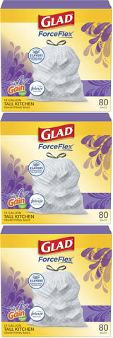Glad ForceFlex Tall Kitchen Trash Bags – Gain Lavender Scent for a Calming, Fresh-Smelling Home