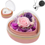 LuminAura Preserved Rose with I Love You Necklace – Calming Bedside Centerpiece for Evening Wind-Down Ritual