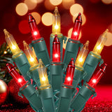 Hopolon Red Mini String Lights 2-Pack – Flameless Family-Safe Holiday Glow, Low-Output Adapter for Indoor Tree