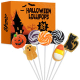 Yumzo Halloween Lollipop Suckers 24 Pack – Individually Sealed Hygienic Candy for Safe Trick or Treat Handouts and Classroom Distribution