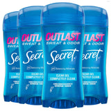 Secret Outlast Antiperspirant for Women – Travel-Ready Outdoor Essential, 72hr Clear Gel Sweat Protection