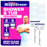Mr. Clean Magic Eraser Shower & Tub Scrubber with No-Kneel Extendable Handle, Safer Bathroom Cleaning for Seniors and Joint-Pain Sufferers