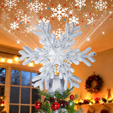 FrostyGlow Christmas Tree Topper – Versatile Outdoor and Patio Decor, Battery-Powered Rotating Snowflake with Light Projection