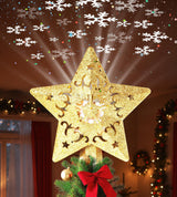 Holidayx Rotating Star Tree Topper – Birthday Gift for Her with Built-In Snowflake Light Show for Winter Décor Lovers