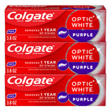 Colgate Optic White Purple Whitening Toothpaste – Wind-Down Bathroom Wellness Routine, Enamel-Safe Daily Brushing 3-Pack