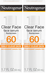 Neutrogena Clear Face Serum Sunscreen – Clean, Fragrance-Free SPF 60 for a Cluttered-Free Vanity