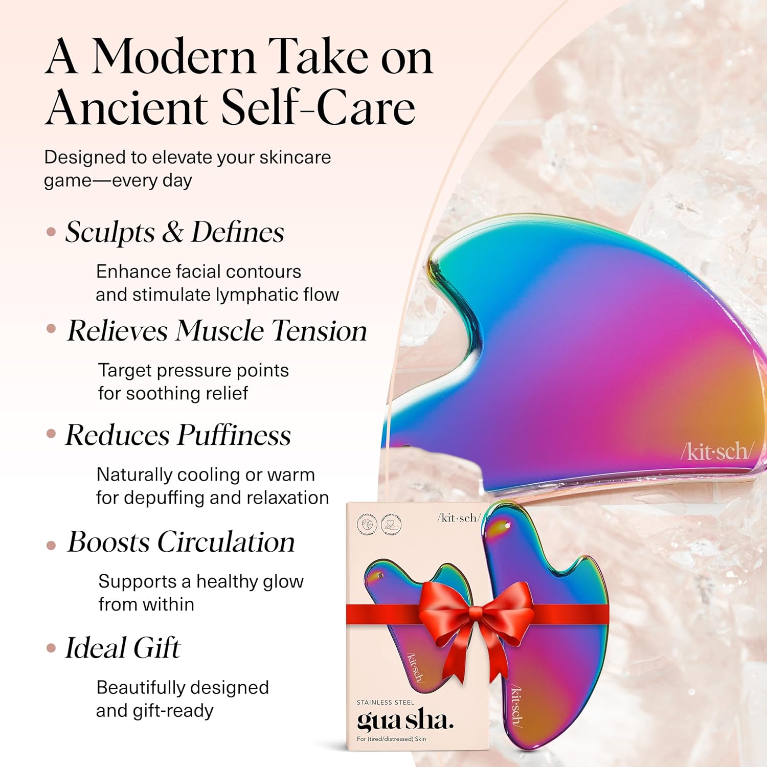 temperature-adaptive metal that cools or warms naturally for soothing massage