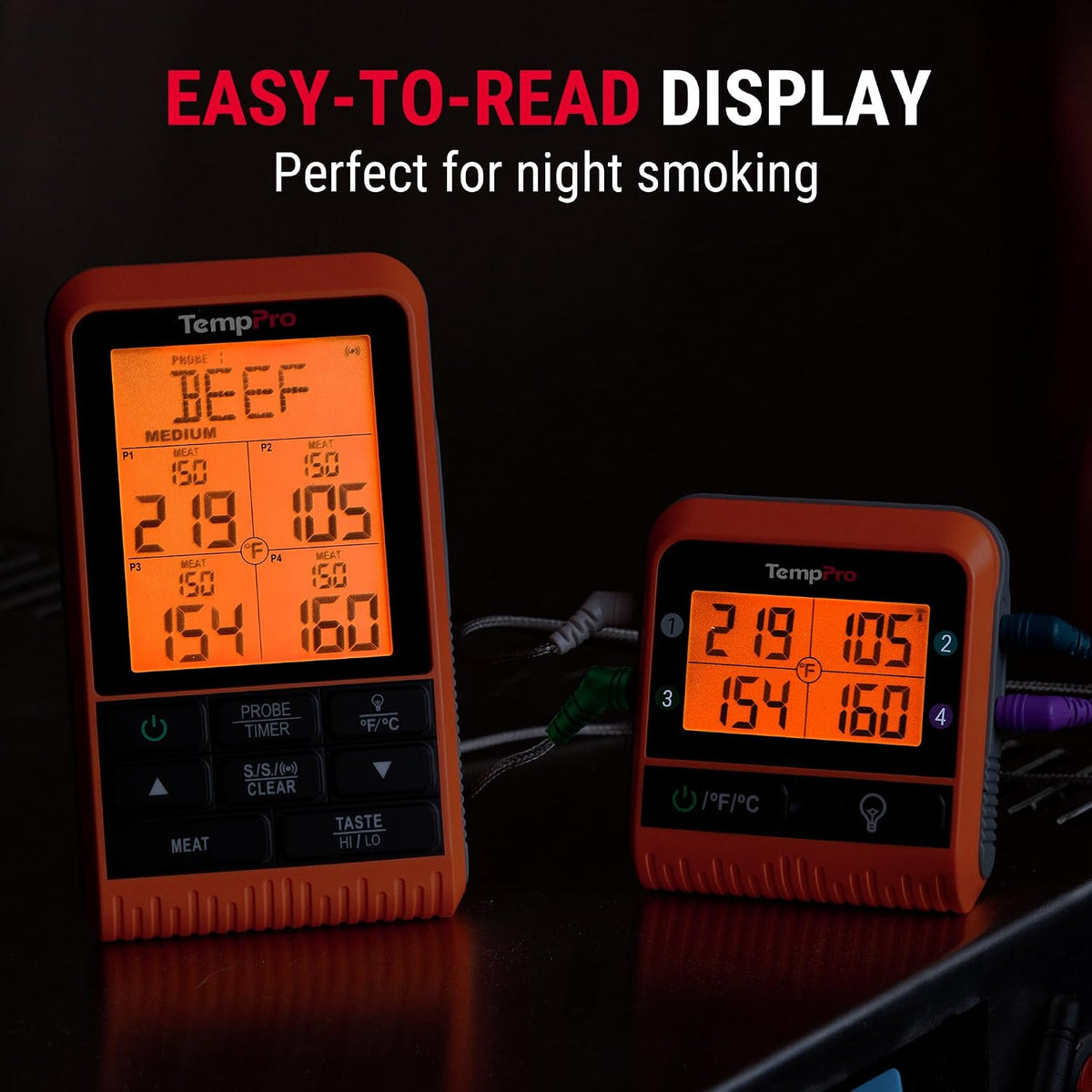 TempPro TempSync 1000FT Wireless Meat Thermometer – Overnight Cook Monitor That Won't Disturb Your Sleep