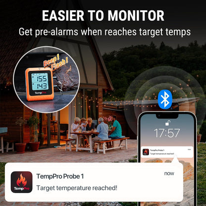 TempPro TempSync Accurate Digital Meat Thermometer – ±1.8°F Precision for Safer Cooking of Poultry, Pork, and Beef
