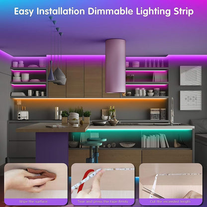 Tenmiro RGB LED Strip Lights for Ceiling and Accent Walls, Peel and Stick Home Decor Lighting for Cozy Atmosphere
