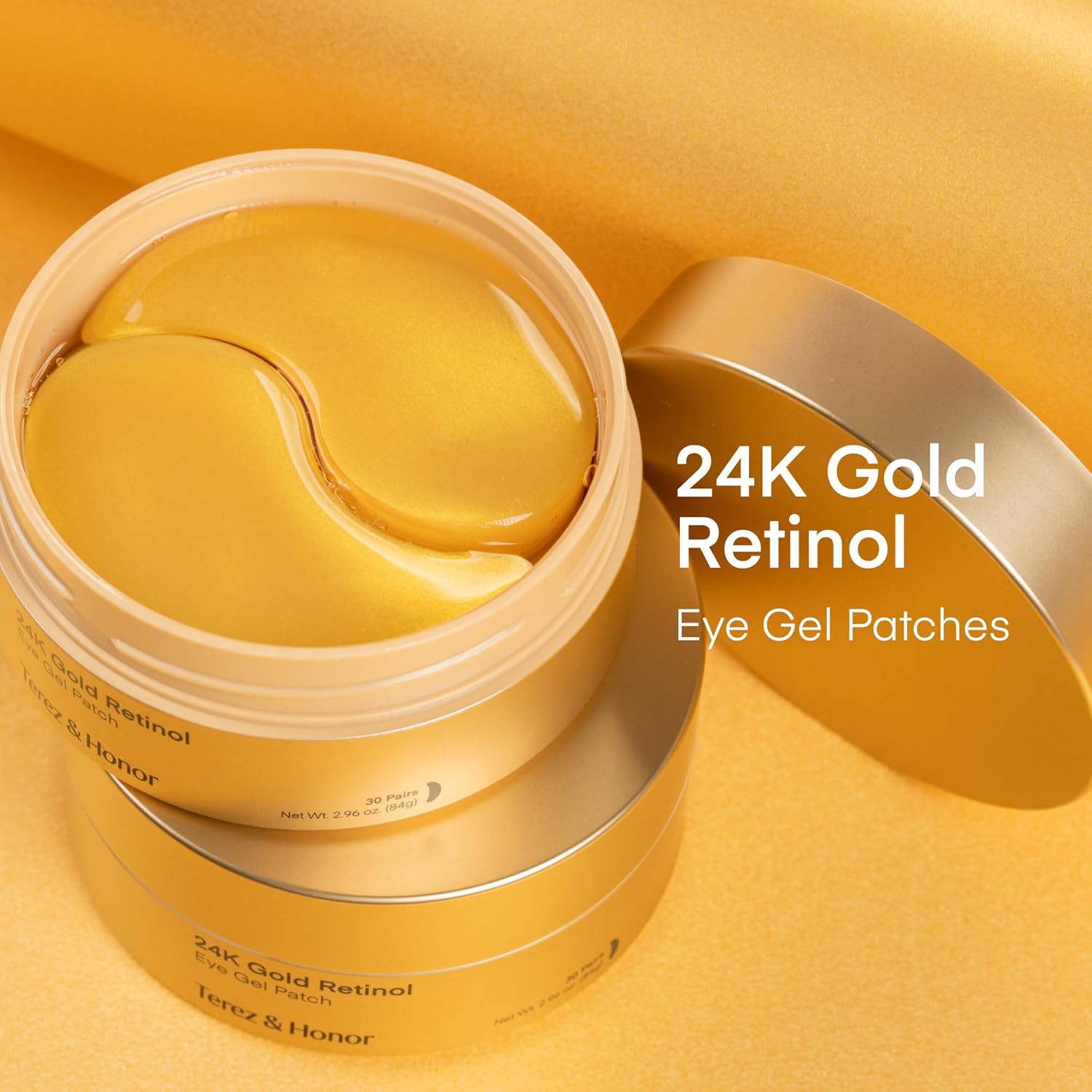 TEREZ & HONOR 24K Gold Retinol Under Eye Patches – Luxury Hydrogel Treatment for the Spa-Worthy Vanity, Anti-Aging Eye Masks for Fine Lines and Dark Circles