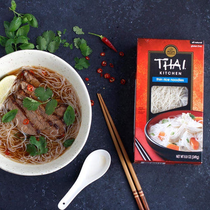 Thai Kitchen Gluten Free Thin Rice Noodles 8.8 oz – Easy Digestion Friendly Pantry Staple for Sensitive Stomachs