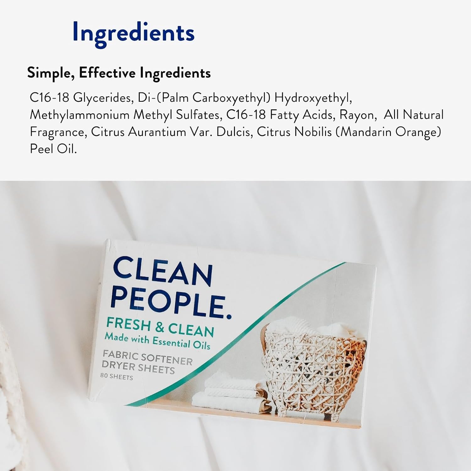 The Clean People Fabric Softener Sheets – Hypoallergenic Dryer Sheets for Baby Clothes and Toddler Bedding, 120 Pack