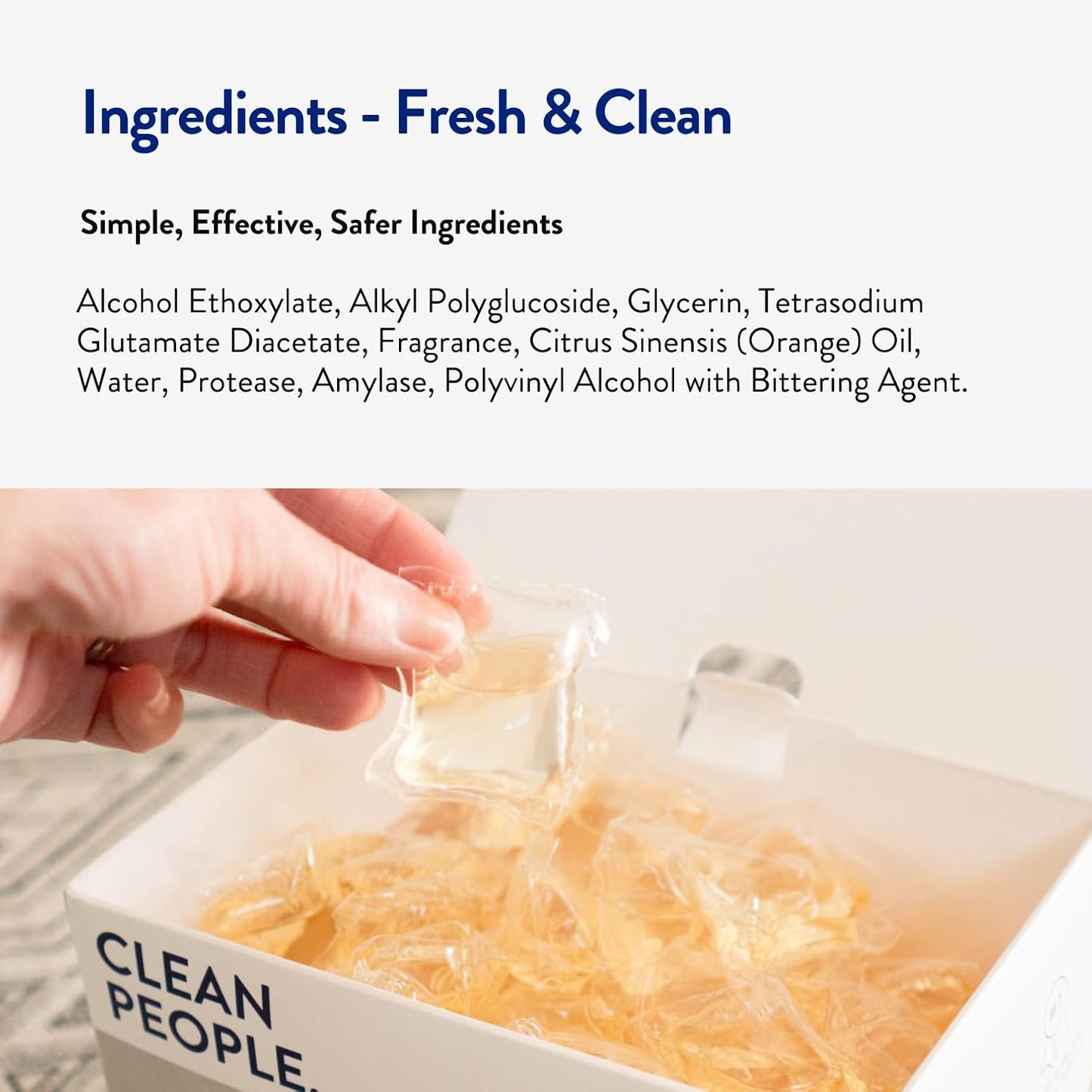 The Clean People Laundry Detergent Pods - Hypoallergenic Sensitive Skin Formula for Wellness-Focused Homes, Fragrance Free 96 Pack