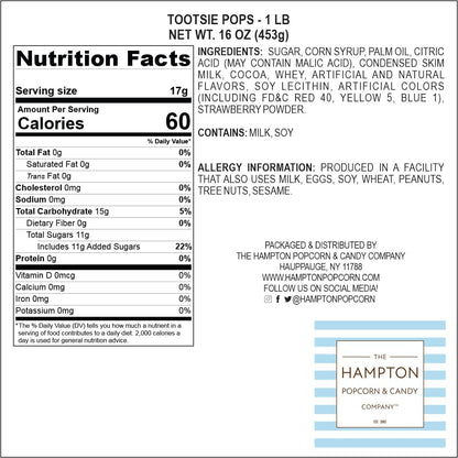 The Hampton Popcorn & Candy Company Individually Wrapped Roll Pops with Chocolate Center – Travel-Friendly Festival Booth Candy, 5lb Bulk