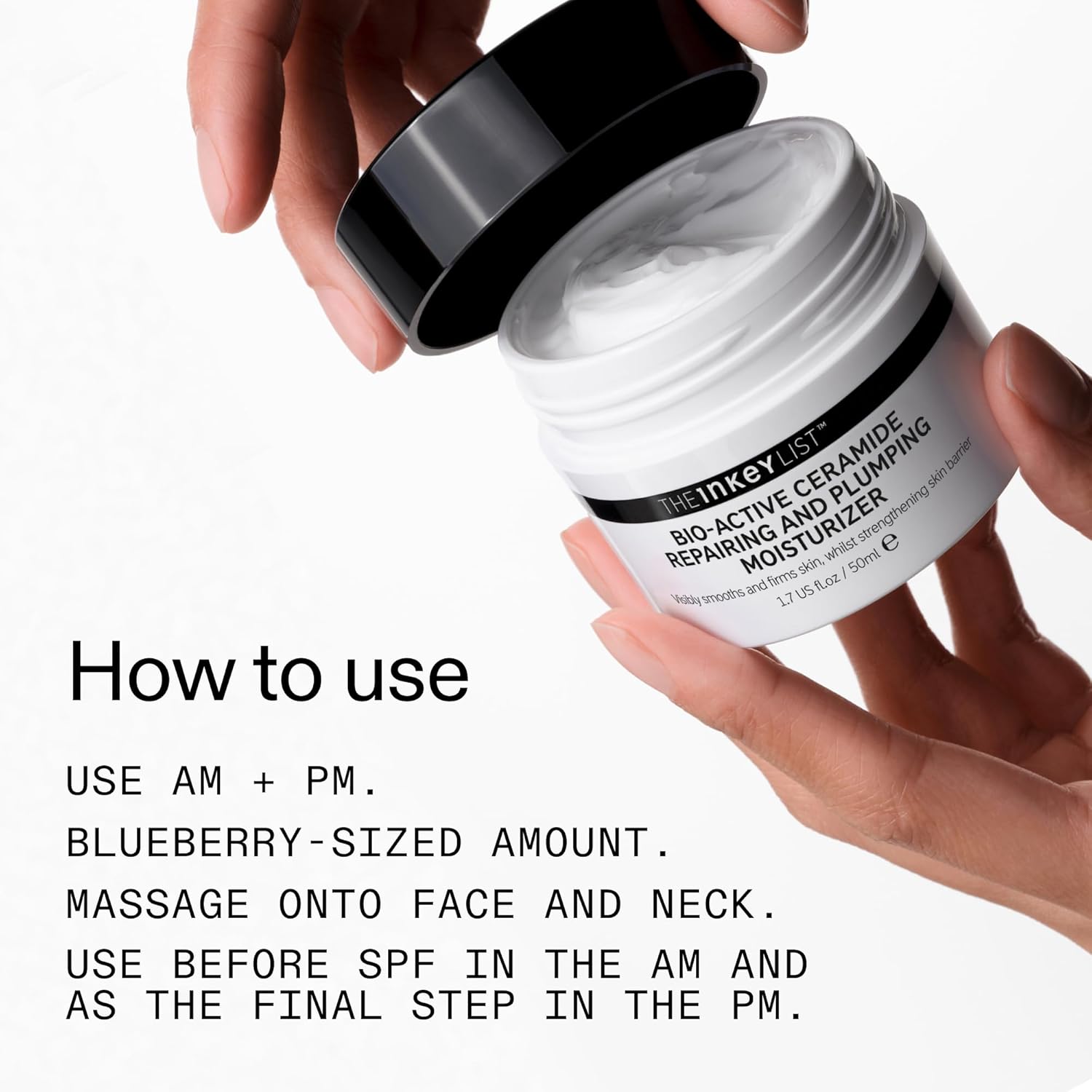 The INKEY List Bio-Active Ceramide Repairing and Plumping Moisturizer for Mindful Nightly Skincare Ritual, 24-Hour Barrier Repair Cream