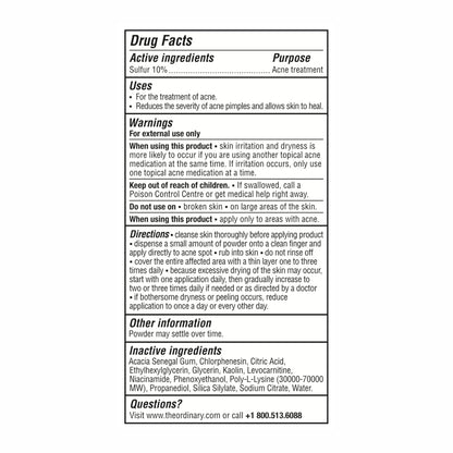 The Ordinary Sulfur 10% Powder-to-Cream Spot Treatment — Clean Single-Ingredient Pimple Rescue for an Uncluttered Shelf