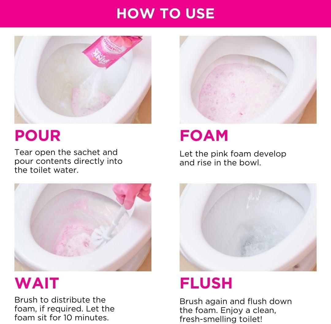 The Pink Stuff Foaming Toilet Cleaner – Bright Pink Bathroom Shelf Decor That Doubles as a Stain Fighter