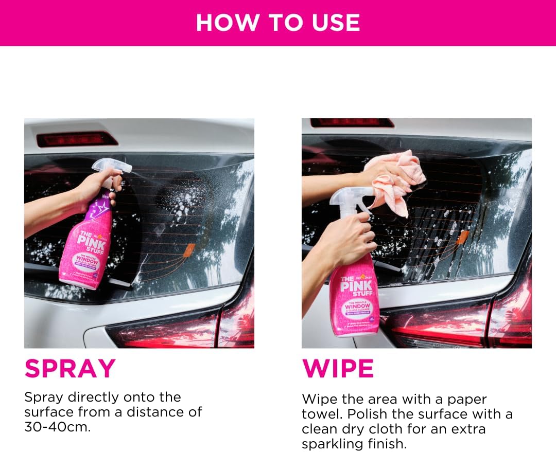The Pink Stuff Window and Glass Cleaner with Rose Vinegar 750ml – One Bottle Clean Home for Uncluttered Living
