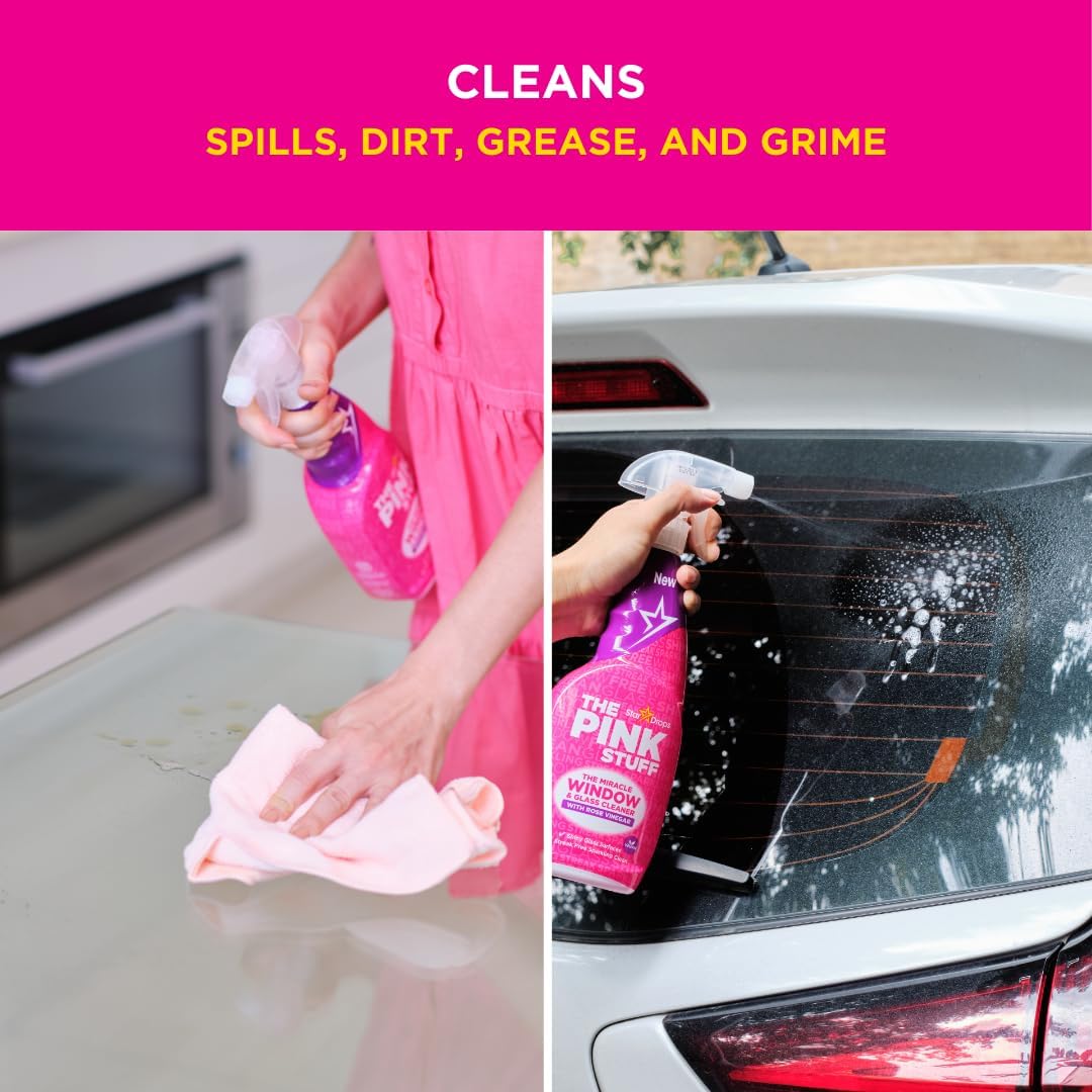 The Pink Stuff Window and Glass Cleaner with Rose Vinegar 750ml – One Bottle Clean Home for Uncluttered Living