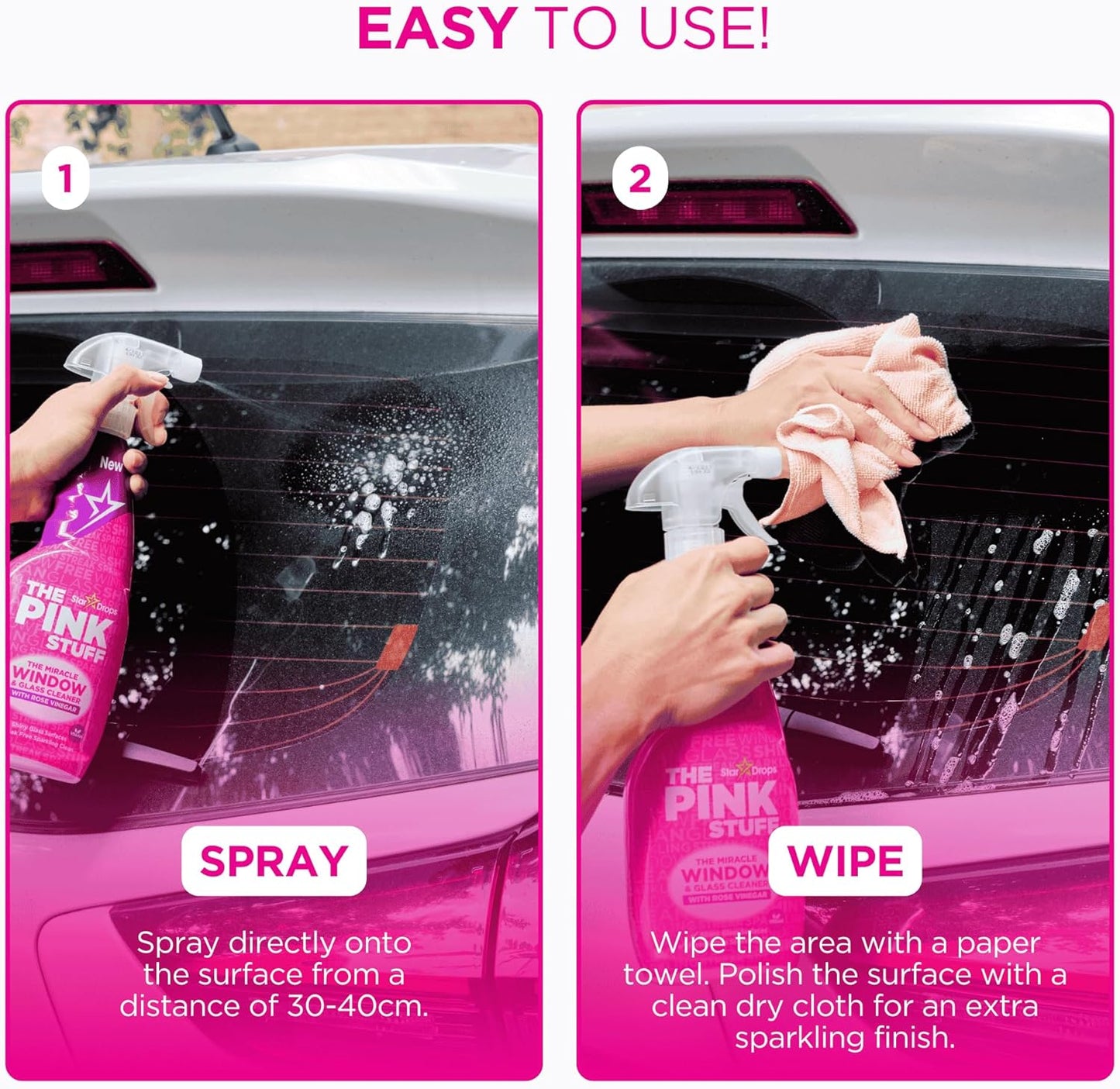 The Pink Stuff Window and Glass Cleaner with Rose Vinegar 750ml – One Bottle Clean Home for Uncluttered Living