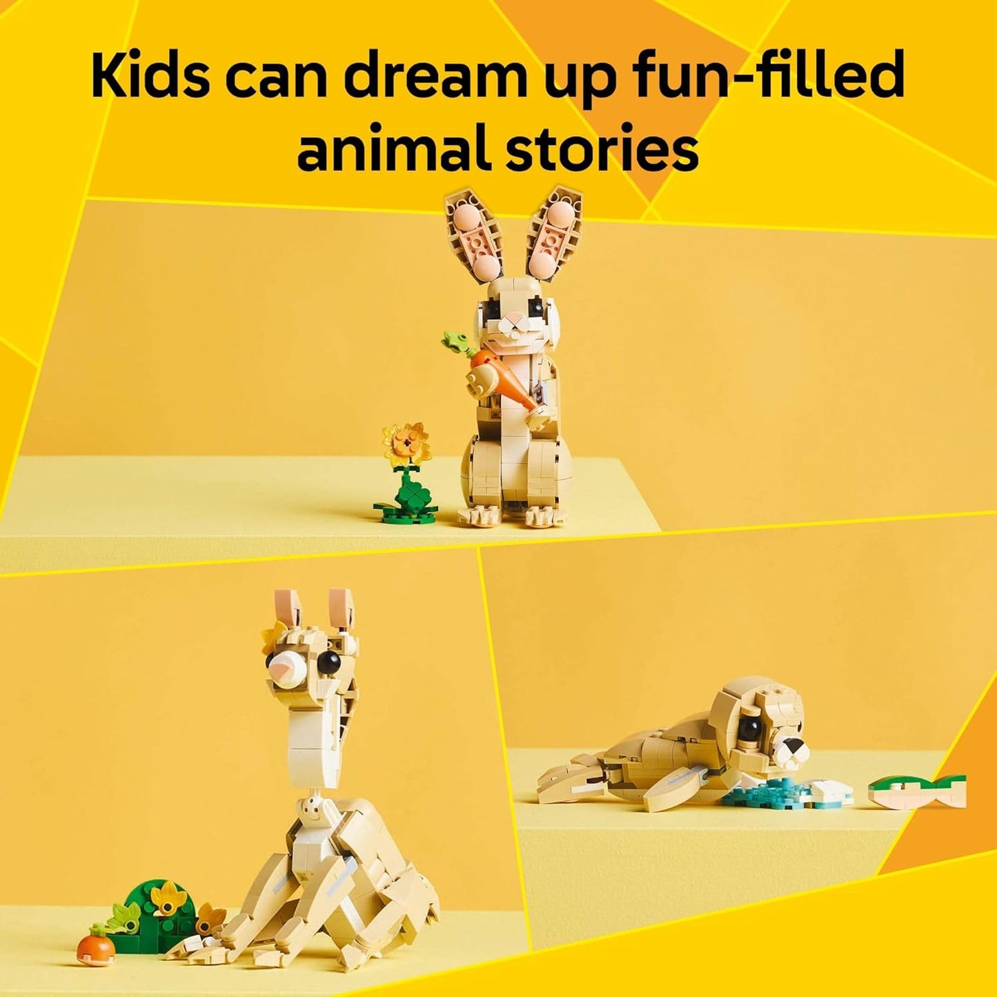 themed accessories included: sunflower and carrot for bunny, grass and carrot top for llama, ice sheet and fish for seal