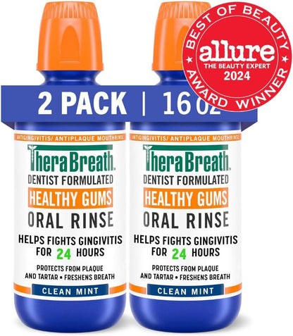 TheraBreath Healthy Gums Oral Rinse – Worry-Free Oral Care with CPC and Zero Harsh Chemicals, Pack of 2