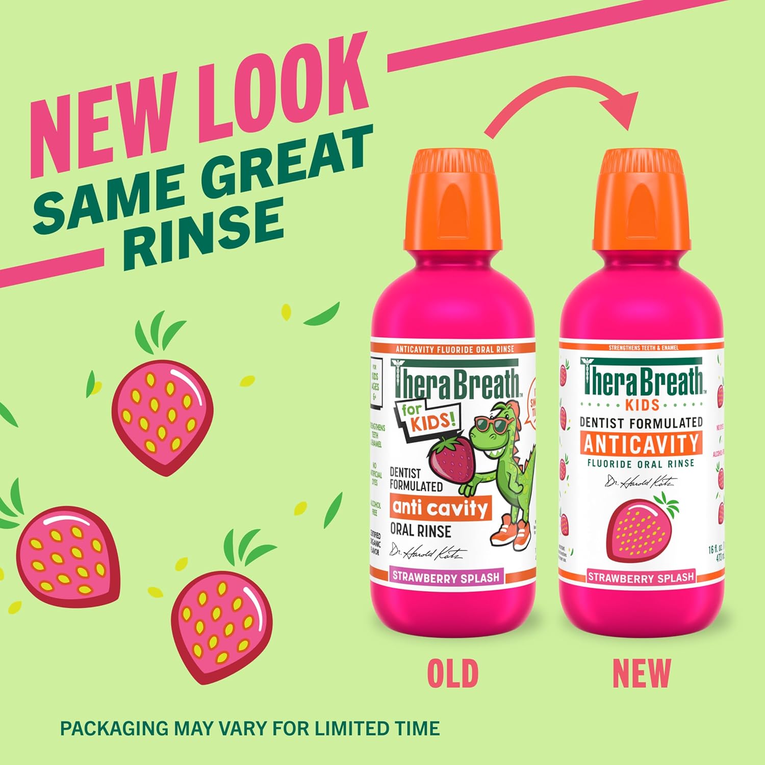 TheraBreath Kids Anticavity Mouthwash with Fluoride – Alcohol-Free Strawberry Rinse for Daily Kids Bathroom Routine