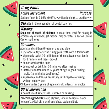 TheraBreath Kids Fluoride Mouthwash, Organic Watermelon and No Alcohol – Safe Anticavity Rinse for Children Who Resist Harsh Adult Formulas