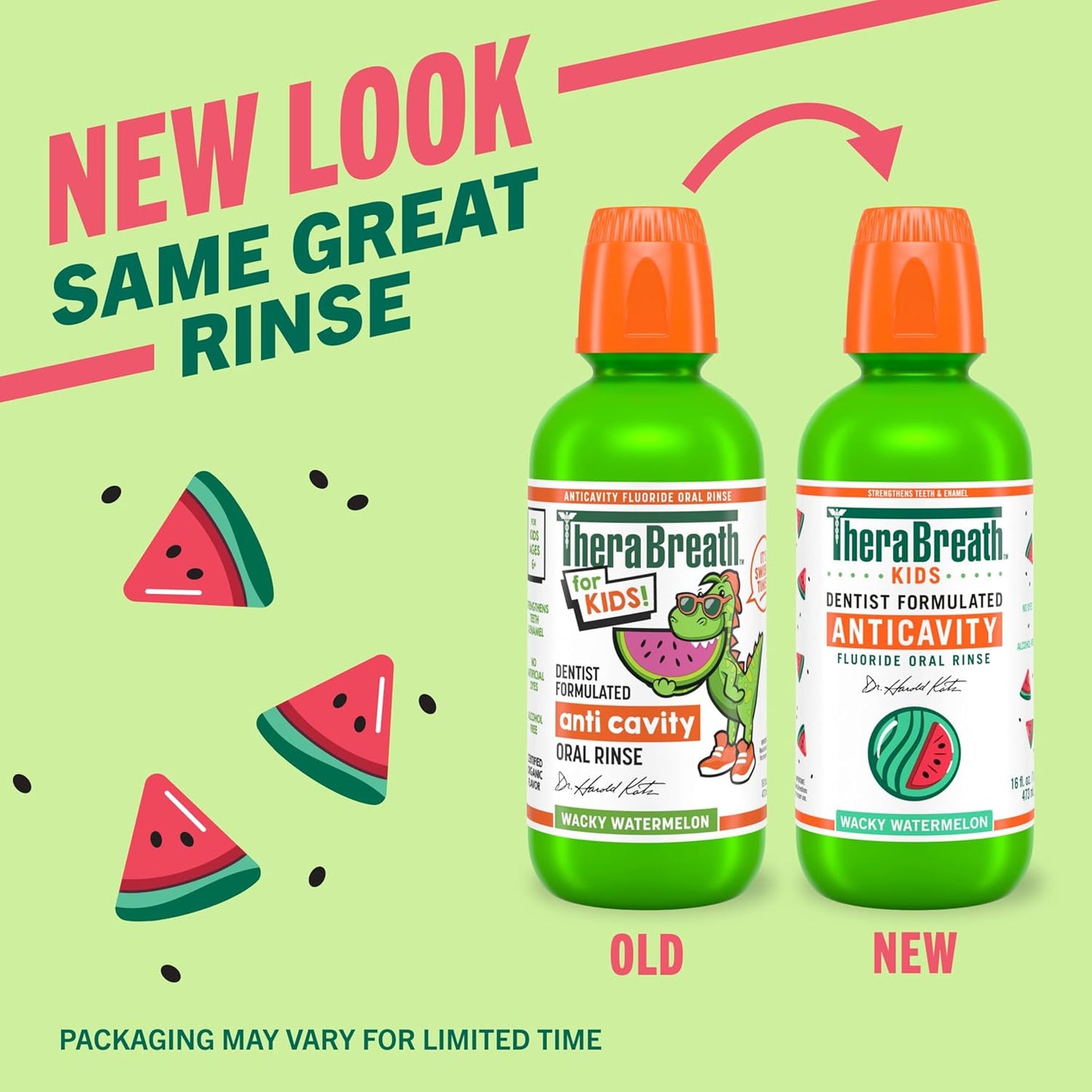 TheraBreath Kids Fluoride Mouthwash, Organic Watermelon and No Alcohol – Safe Anticavity Rinse for Children Who Resist Harsh Adult Formulas
