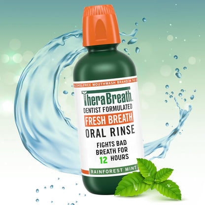 TheraBreath Rainforest Mint Rinse – Dentist-Formulated Alcohol-Free Formula Safe for Teens Ages 12 and Up