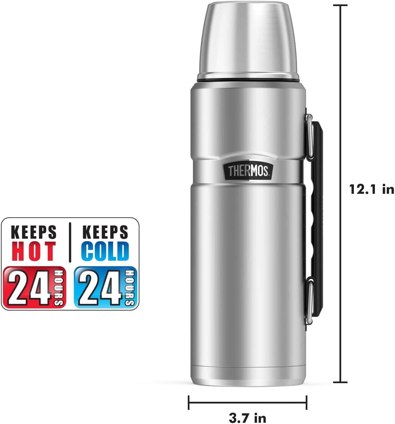 THERMOS Stainless King 40-Ounce Vacuum-Insulated Bottle for Camping, Hiking & Picnic Serving