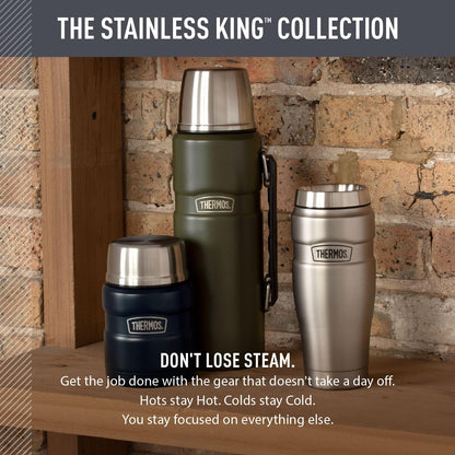 THERMOS Stainless King 40-Ounce Vacuum-Insulated Bottle for Camping, Hiking & Picnic Serving