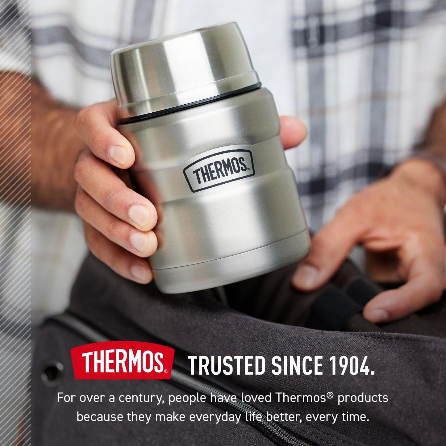 THERMOS Stainless King Vacuum-Insulated Food Jar with Spoon – Durable School Lunch Container for Kids' Lunchbox, 16 oz Matte Rose