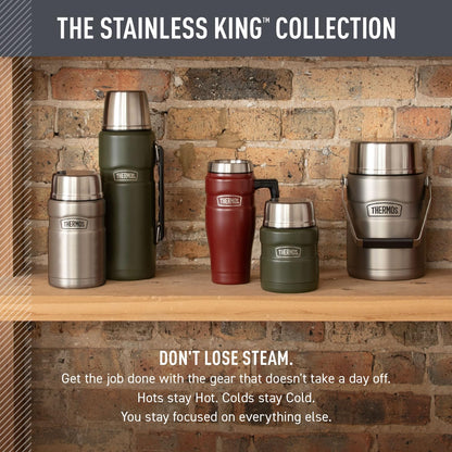 THERMOS Stainless King Vacuum-Insulated Food Jar with Spoon – Durable School Lunch Container for Kids' Lunchbox, 16 oz Matte Rose